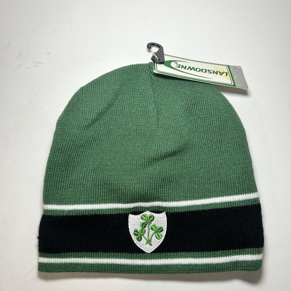 New Landsdowne Adult Beanie 3 Clovers Ireland Shamrock Ski Snowboarding